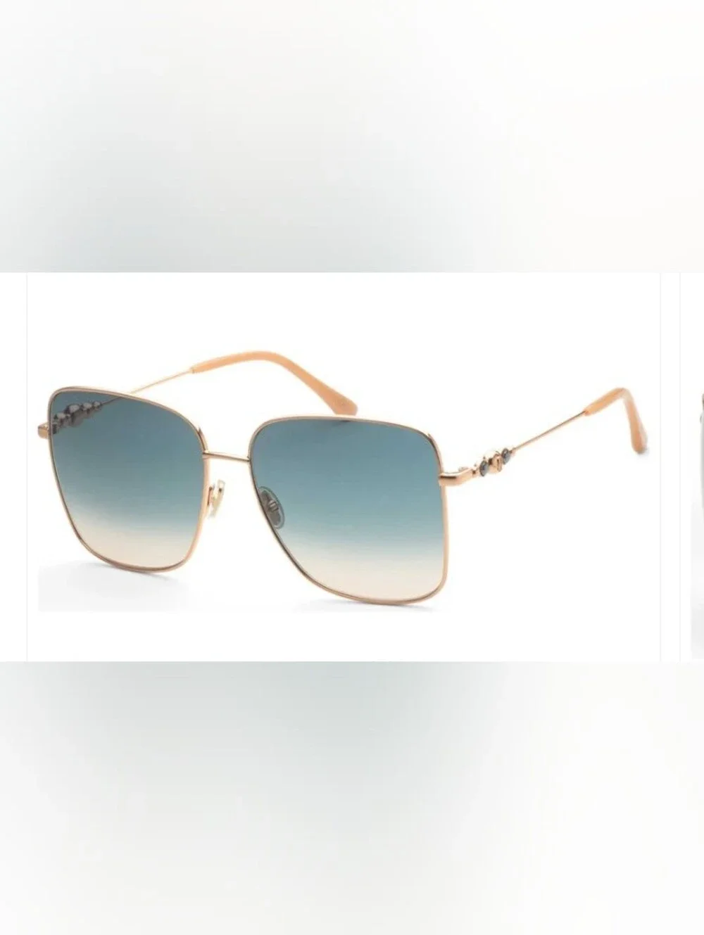 Jimmy Choo Hester Gold Frame Sunglasses with Blue Gradient Lenses & JC Hard Case